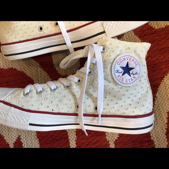 Converse | Shoes | Ec Yellow Broderie Anglaise Converse Hi Tops Sz 9 |  Poshmark